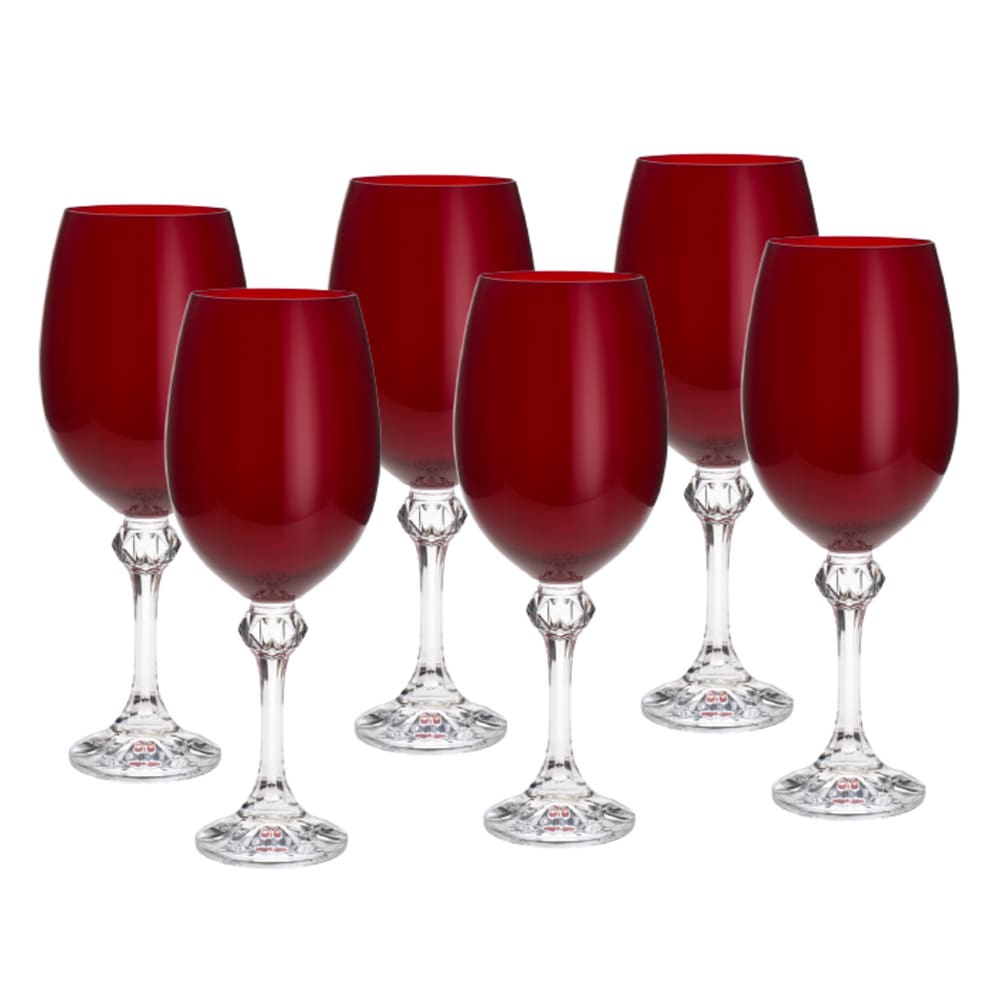 Conjunto 6 Taças de Cristal Para Vinho 450ml Elisa Rubi Bohemia