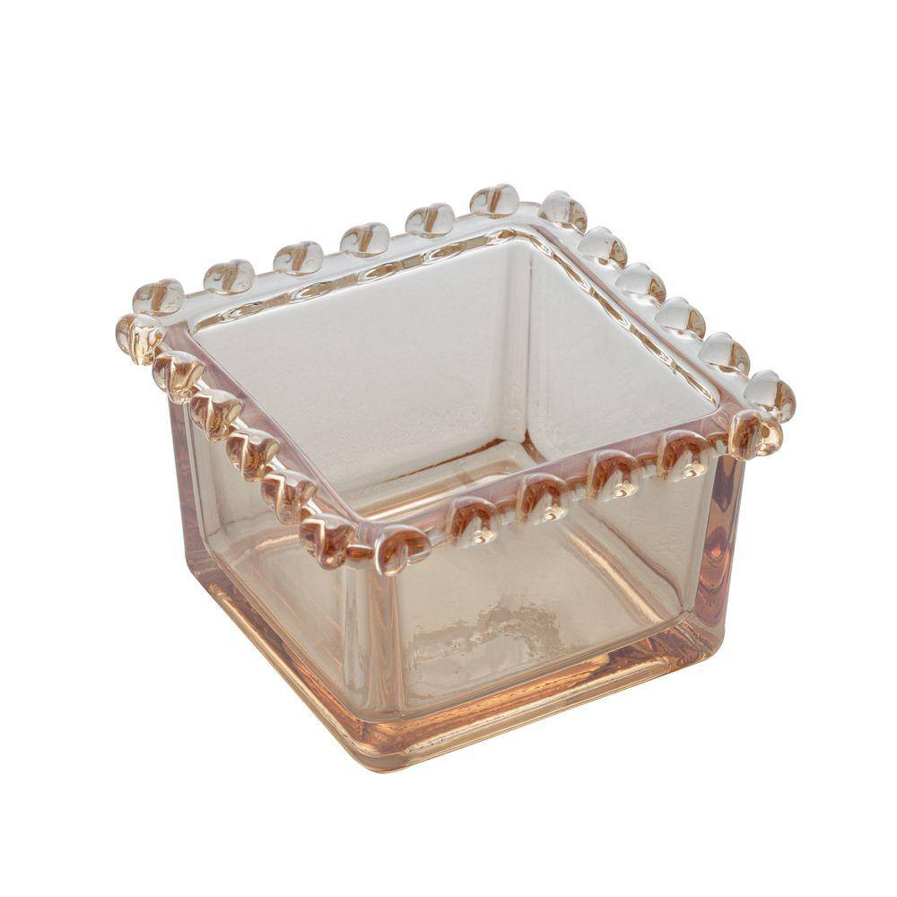 Mini Bowl Quadrado de Cristal Coração Âmbar Metalizado 8,5cm Lyor