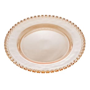 Prato Raso de Cristal Coração Âmbar Metalizado 28cm Lyor