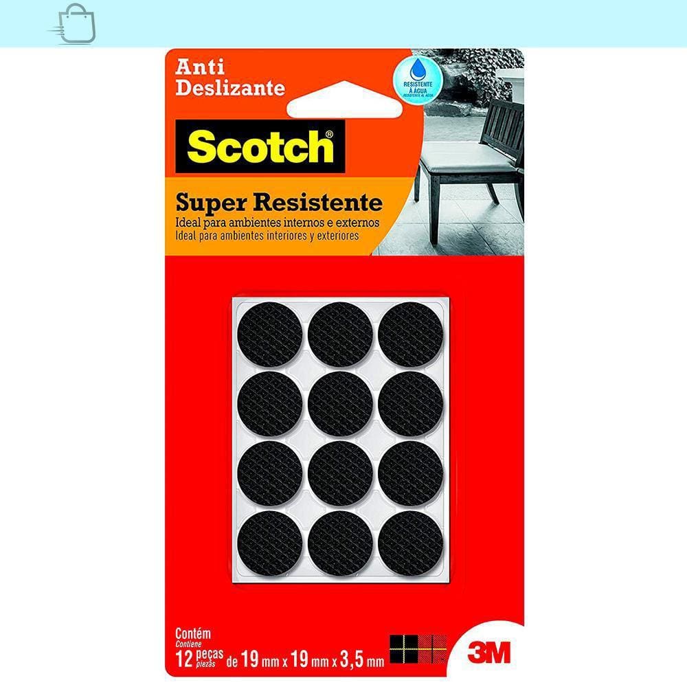 Protetor Antideslizante 3M Scotch Redondo Preto Pequeno 12 unidades