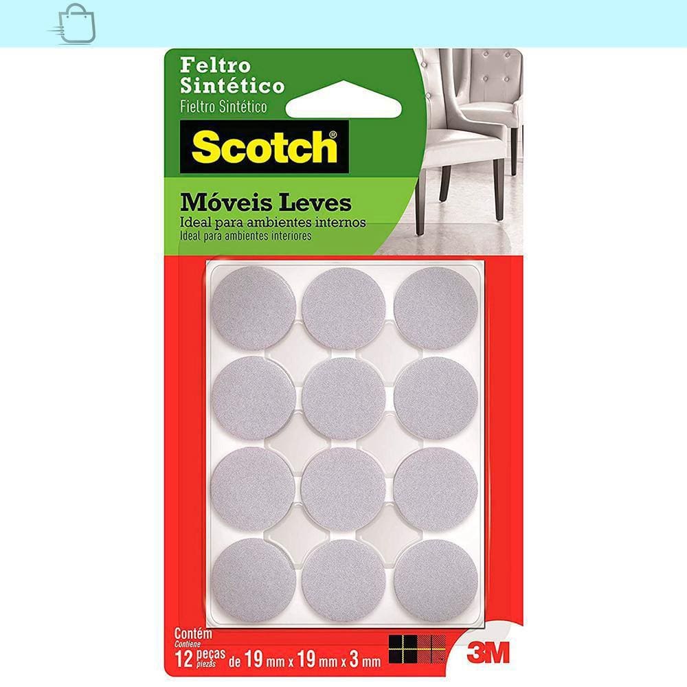 Feltro Sintético para Móveis Leves 3M Scotch Redondo Branco Pequeno 12 unidades