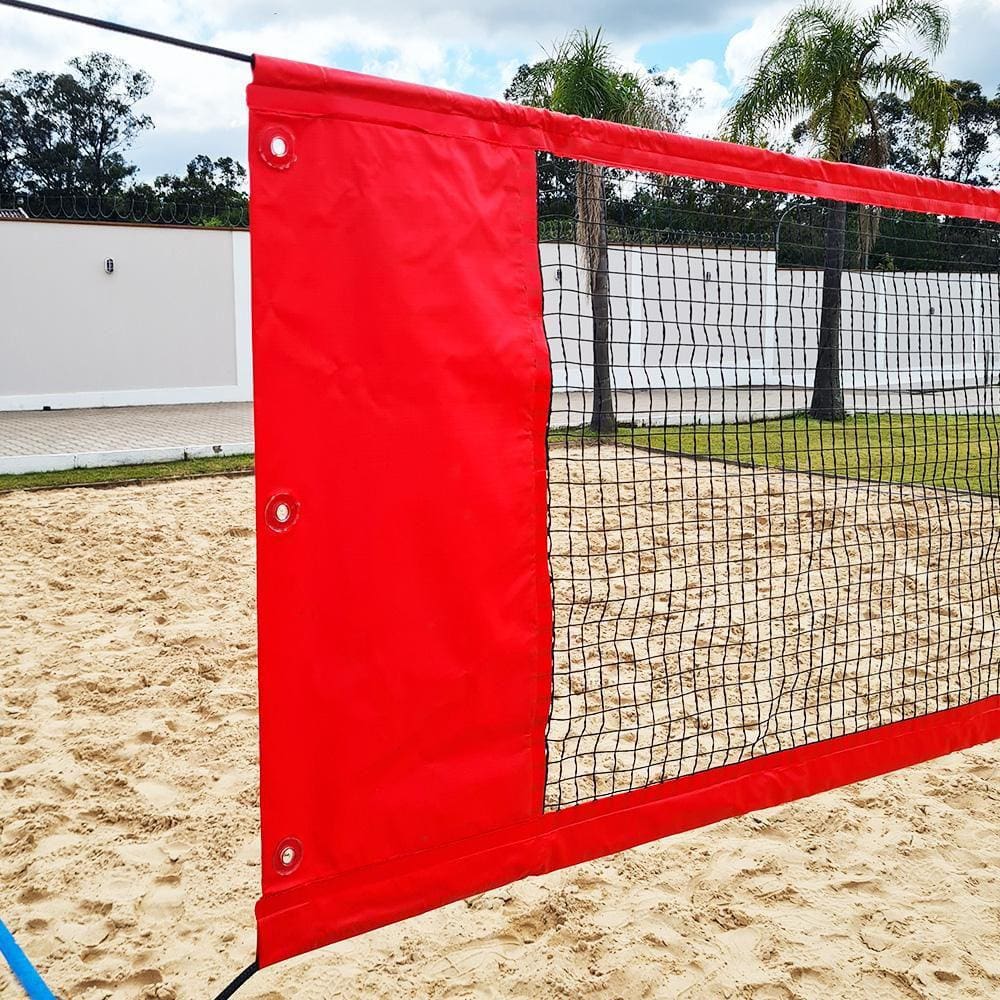 Rede Beach Tennis e Volei com banda lateral Zaka Vermelha 8,60m x 1m
