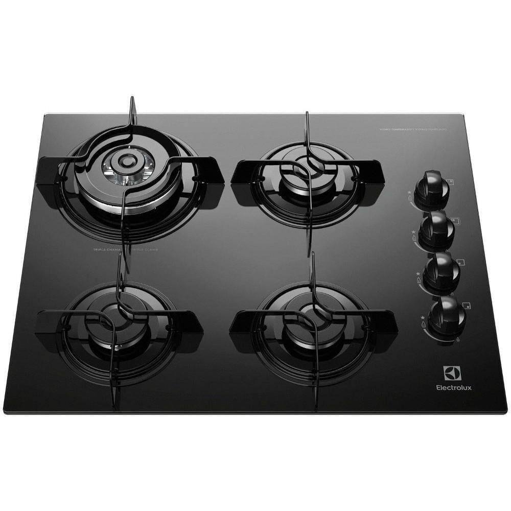 Cooktop 4 Bocas Electrolux Vidro Tripla Chama Preto KE4T - Bivolt - Bivolt