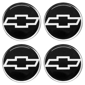 Jogo Emblema Calota Resinada Gm 48mm Preto/cromado