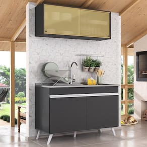 Armário De Compacta 2 Peças Multimóveis Preto/branco
