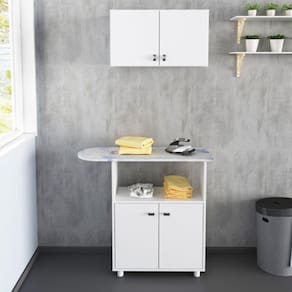 Conjunto Lavanderia Multiuso 2 Peças 1 Tábua de Passar TP3050 1 Armário Aéreo AM3103 Tecno Mobili Branco
