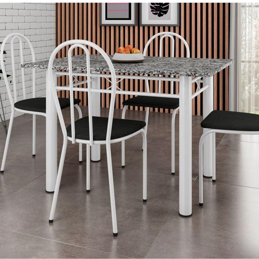 Conjunto de Mesa com 4 Bancos Nova Mobile B21.038 Branco SE