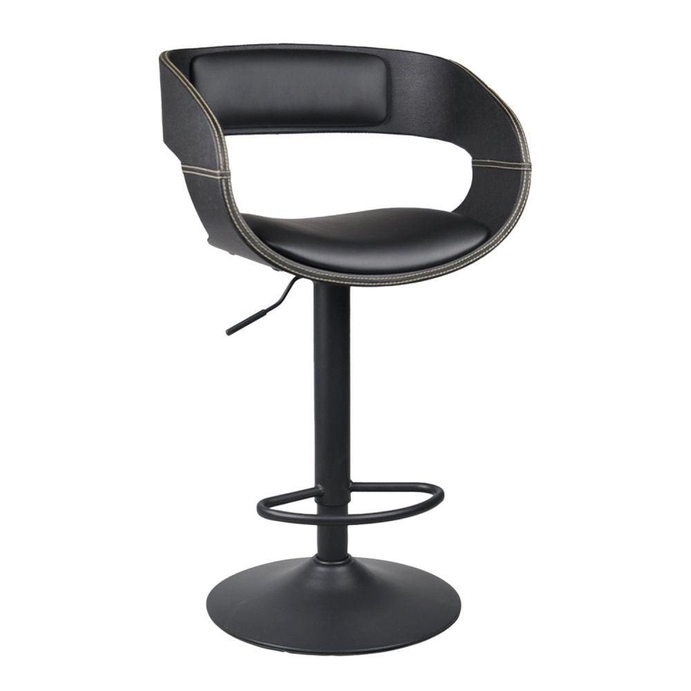 Banqueta Alta com Encosto Base Disco Londrina Rivatti Preto