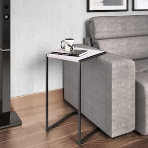 Mesa Lateral Industrial Artesano Branco/ Preto