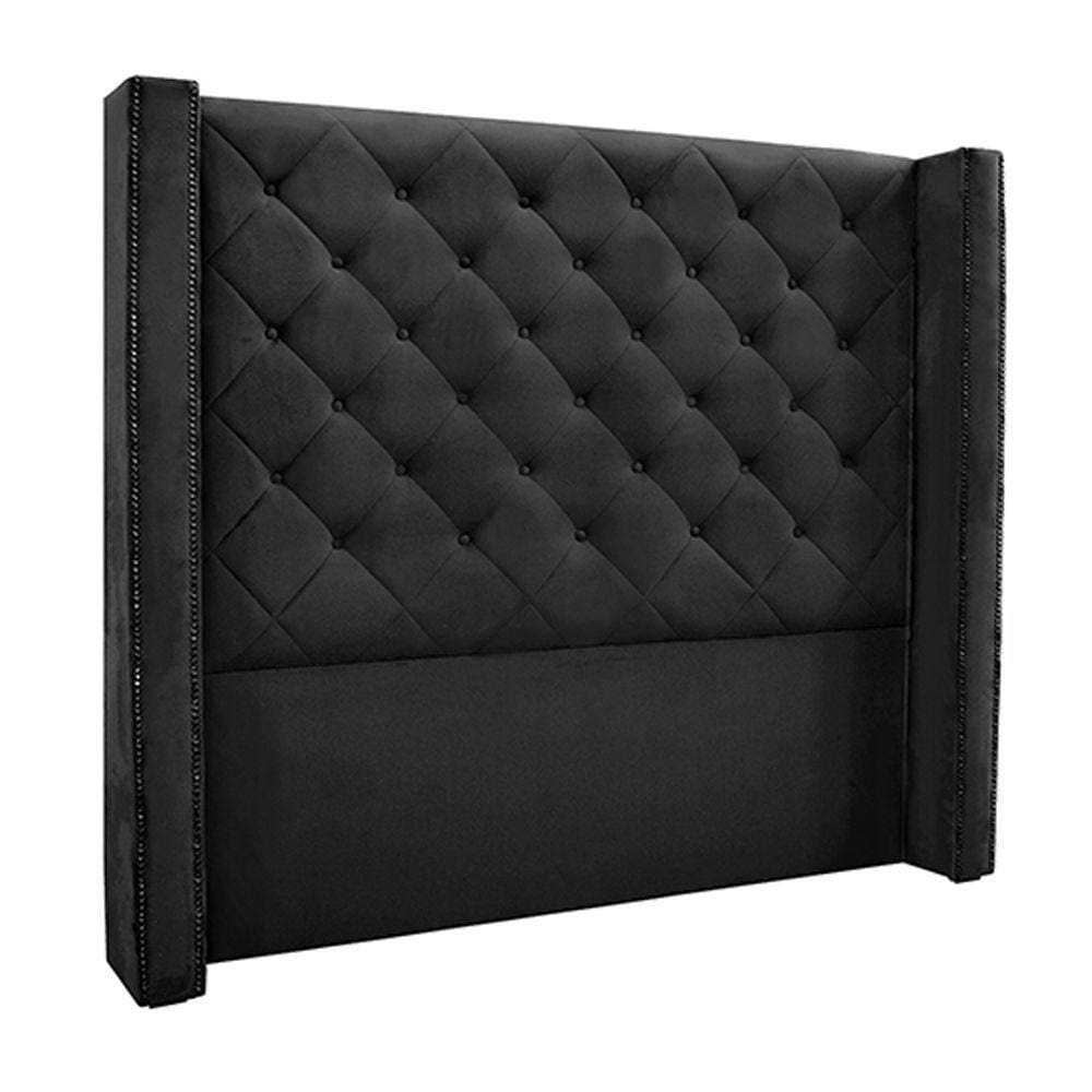 Cabeceira King Size 2,19m Loewe Veludo Preto - Gran Belo