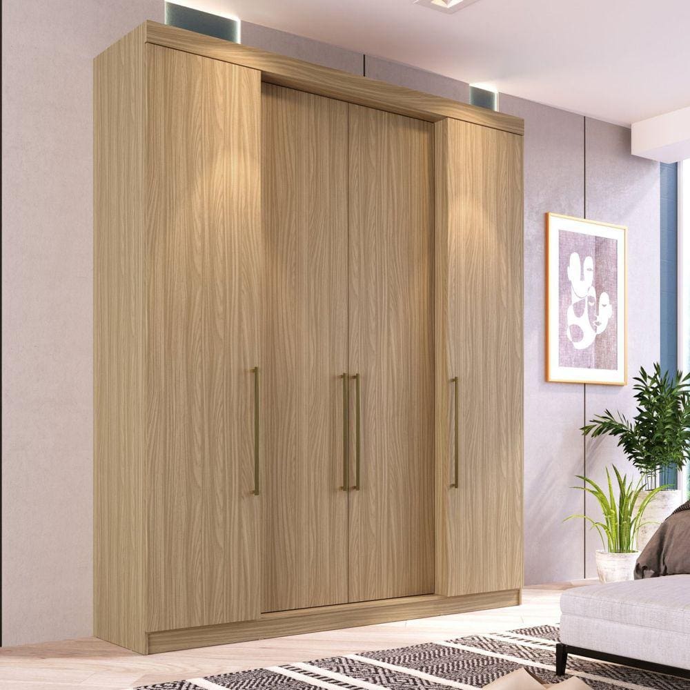 Guarda Roupa Casal 220x180cm 4 Gavetas 4 Portas Berlim Edez Cedro