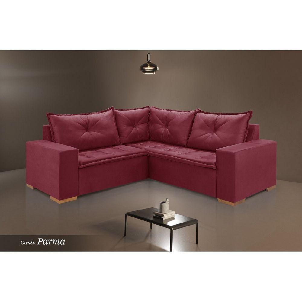 Sofá de Canto Parma Vicam Estofados Bordô