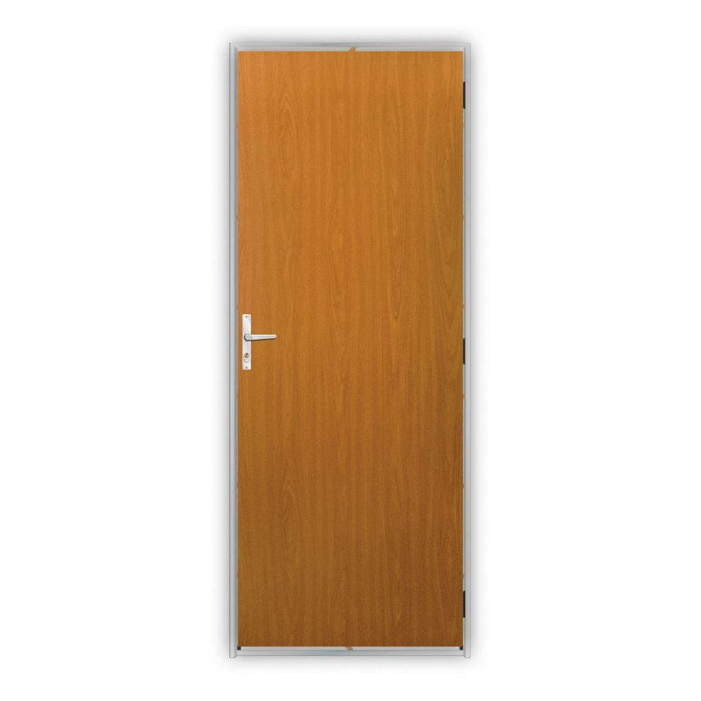 KIt Porta de Madeira Lisa 212x65cm com Batente de Alumínio 3,6cm Ecomadeiral MGM Mogno