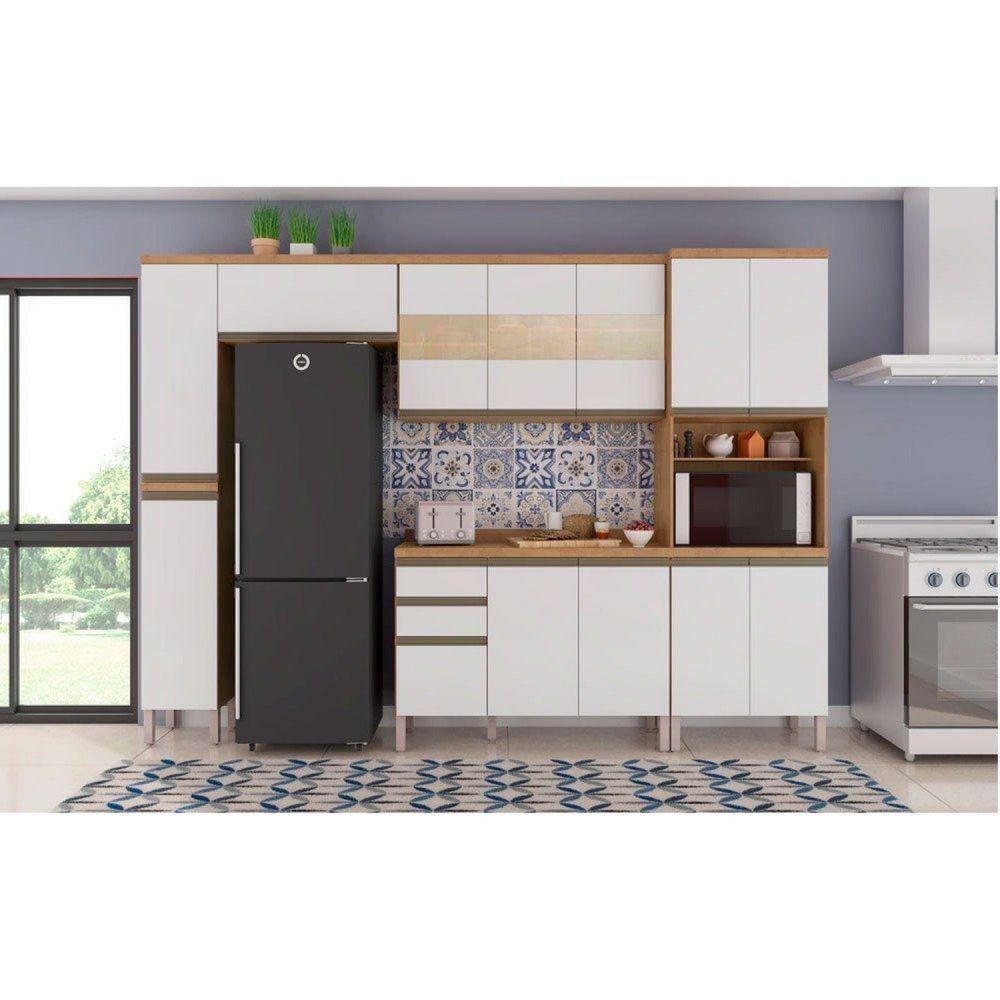 Cozinha Modulada Completa com Bancada e portas de vidro 10PC linha