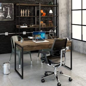 Mesa para Escritório 135cm 2 Gavetas Kuadra Compace Carvalho Dark
