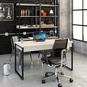 Mesa para Escritório 135cm 2 Gavetas Kuadra Compace Snow