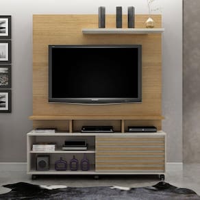 Estante Home Para TV Até 60 Polegadas 1 Porta Star Valdemóveis Cinamomo/Off White