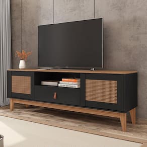 Rack 2 Portas 1 Gaveta 160cm Esmeralda Versátile Casa D Preto/Noce