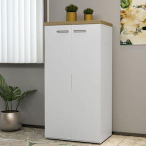 Armário Alto Multiuso 2 Portas 3 Prateleiras Toq Artany Olmo/Branco