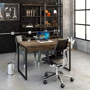 Mesa para Escritório 120cm 2 Gavetas Kuadra Compace Carvalho Dark