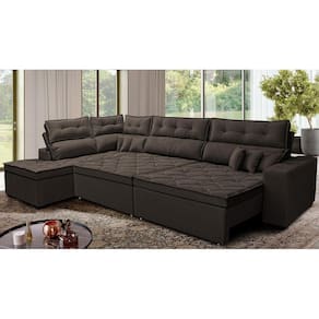 Sofá de Canto Retrátil e Reclinável Esquerdo 3,00x2,36m Molas Cama inBox Espanha. Velusoft