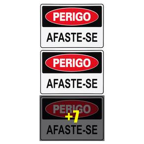 Combo 10 Placas De Sinalização Perigo Afaste-se 30x20 Acesso - S-218/1 F9e