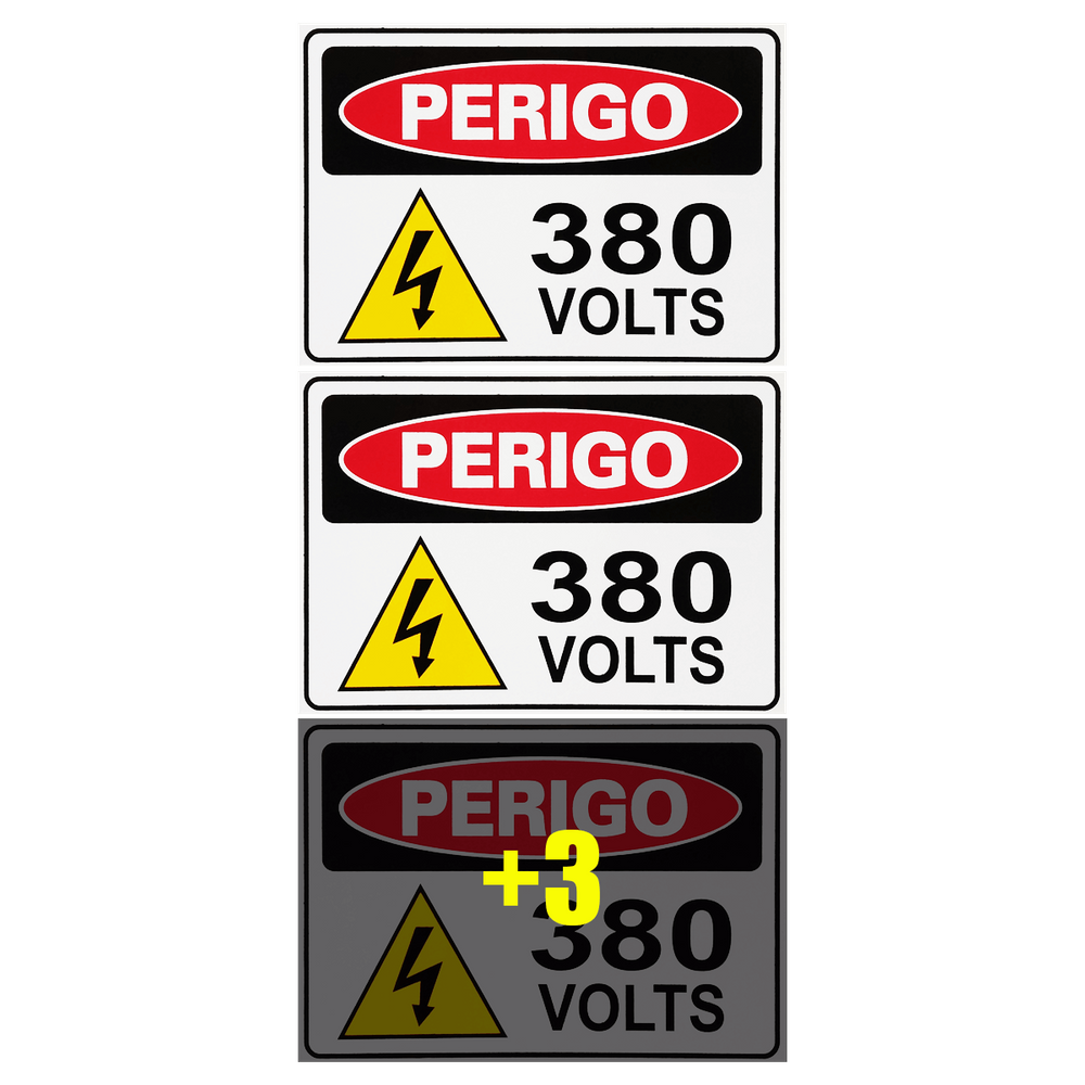 Combo 6 Placas De Sinalização Perigo 380 Volts 30x20 Acesso - S-217/4 F9e