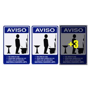 Combo 6 Placas De Sinalização Mantenha O Banheiro Limpo Masculino 15X20 Acesso - S-232 F9e