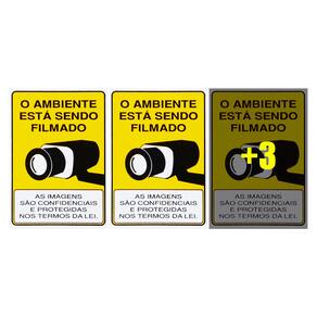 Combo 6 Placas De Sinalização O Ambiente Está Sendo Filmado 15x20 Acesso - P-25/1 F9e