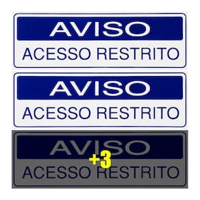 Combo 6 Placas De Sinalização Aviso Acesso Restrito 30x10 Acesso - S-234/1 F9e