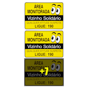 Combo 10 Placas Área Monitorada Vizinho Solidário Qualquer Atitude Suspeita Ligue 190 30x20 Acesso - S-218/2 F9e