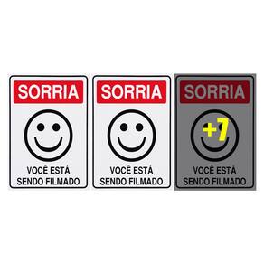 Combo 10 Placas De Sinalização Sorria Você Está Sendo Filmado 15x20 Acesso - P-26 F9e