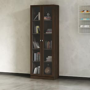 Armário Estante Com 2 Portas De Vidro Cr25069 Rustico