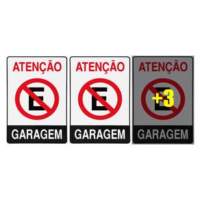 Combo 6 Placas De Sinalização Atenção Proibido Estacionar Garagem 20x30 Acesso - P-4 F9e