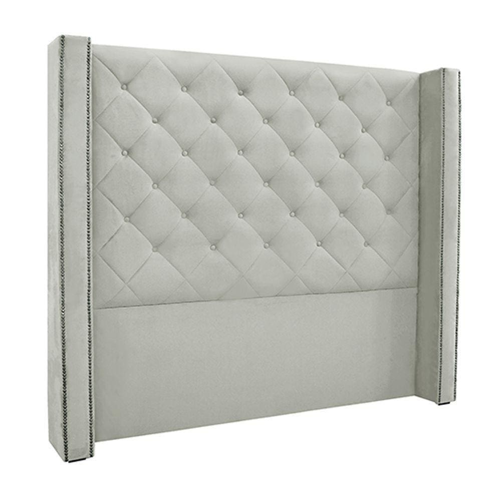 Cabeceira King Size 2,19m Loewe Veludo Prata - Gran Belo