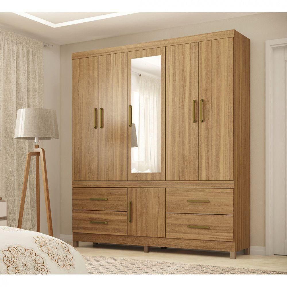 Guarda Roupa Casal 6 Portas E 4 Gavetas 64720 Amêndoa