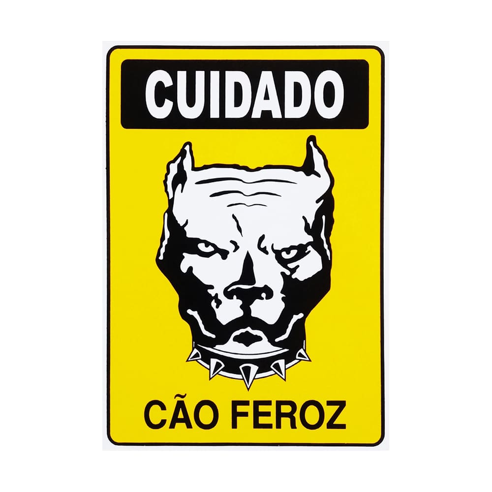 Placa De Sinalização Cuidado Cão Feroz 20x30 Acesso - P-6/3 F9e