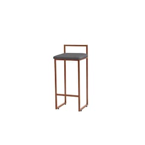 Banqueta Alta Decorativa Pietra Em Suede Com Armação Dourada