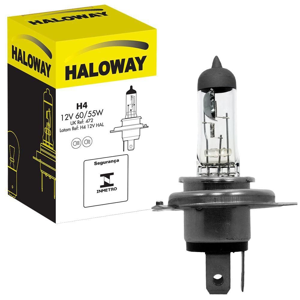 Lâmpada Haloway Halógena H4 Biodo 12v 60/55w P43t Farol