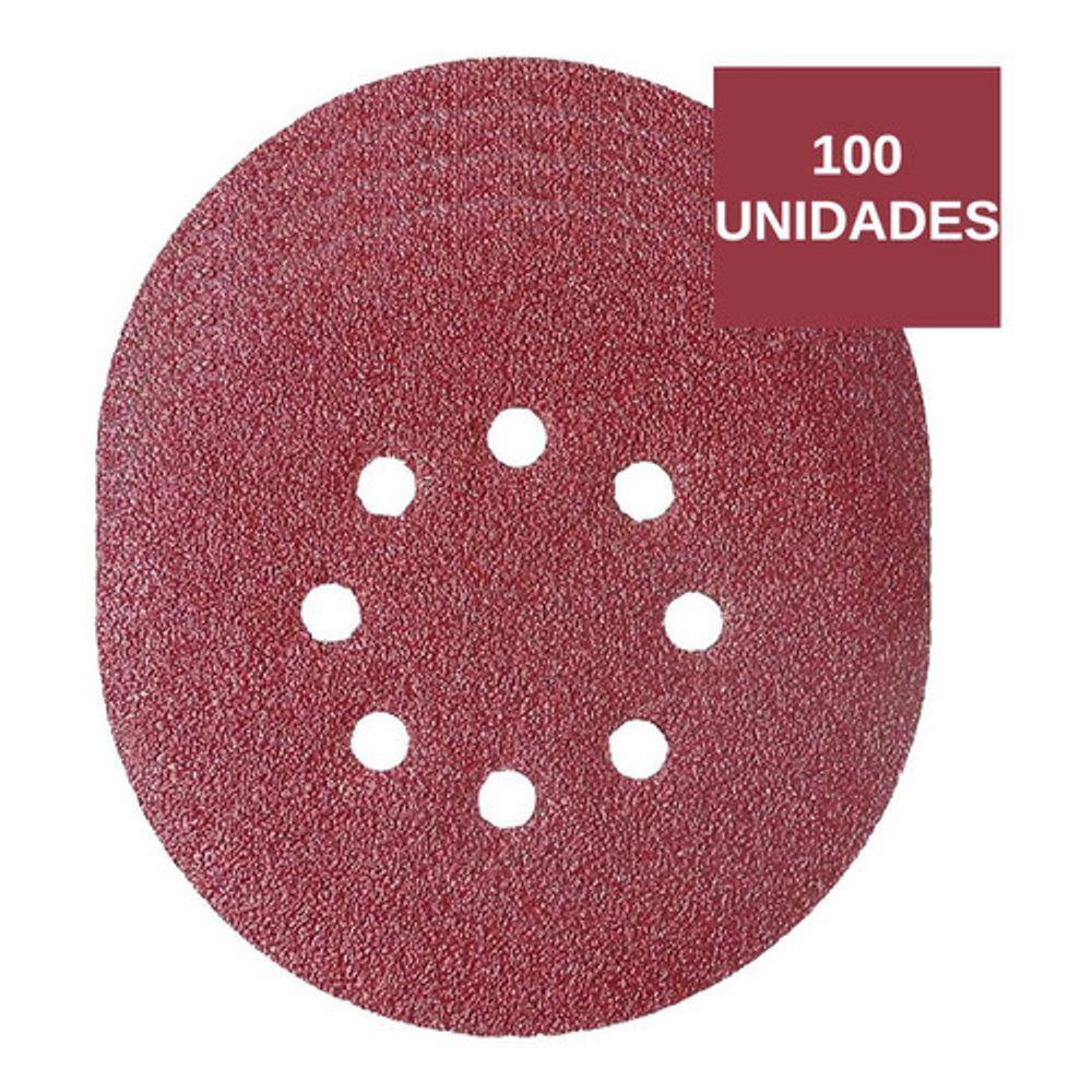 Kit 100 Disco de Lixa Vermelho Ferro 125mm Grão 60/100/120/150/180 - Starfer