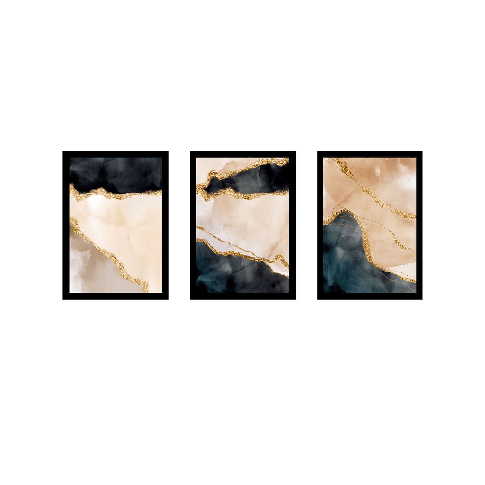 Tríptico - Quadros Decorativos Abstrato Mármore Grande