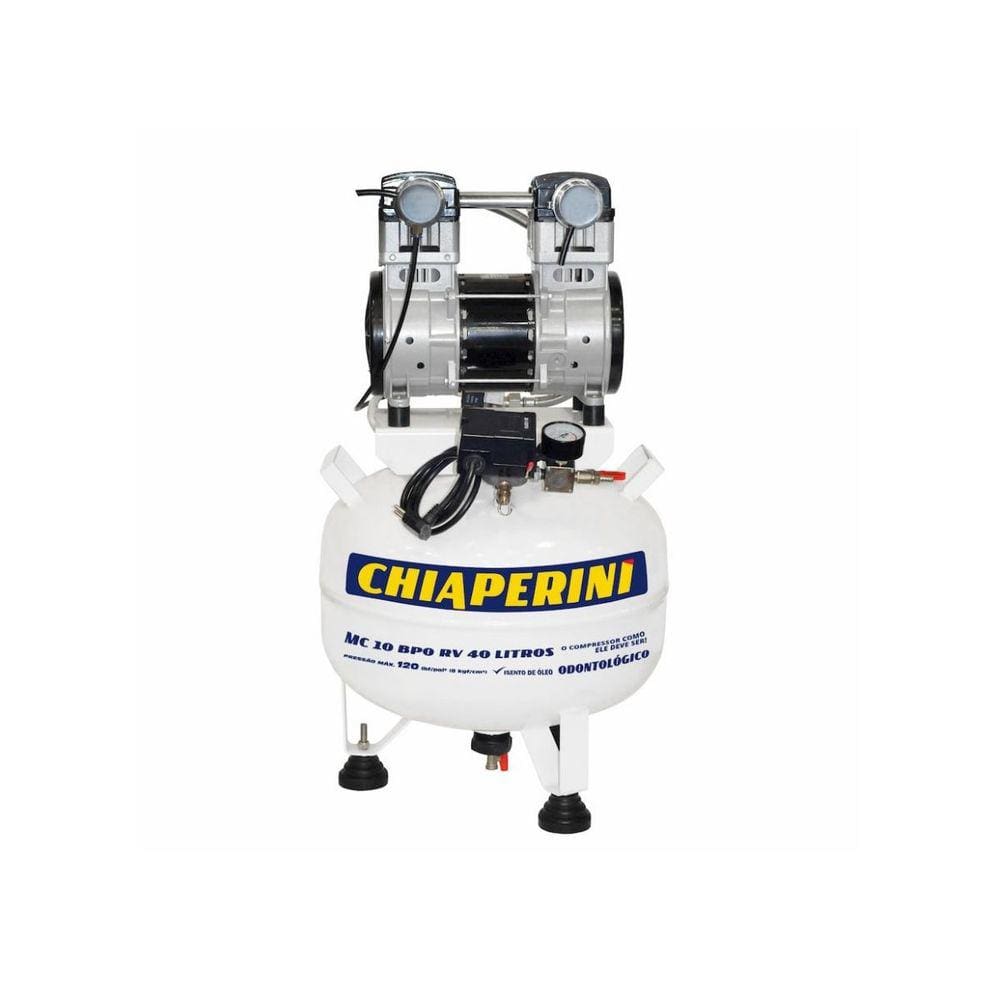 Compressor Odontológico 10 Pcm 40 Litros Isento de óleo 220v - MC 10 BPO RV 40 L Chiaperini