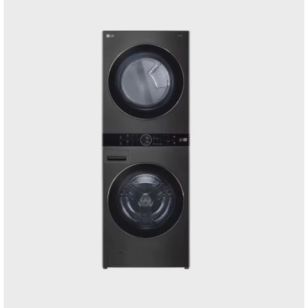 Lava e Seca Smart LG 17Kg Wash Tower com Inteligência Artificial Aço Escovado Preto WK17BS6A 220v