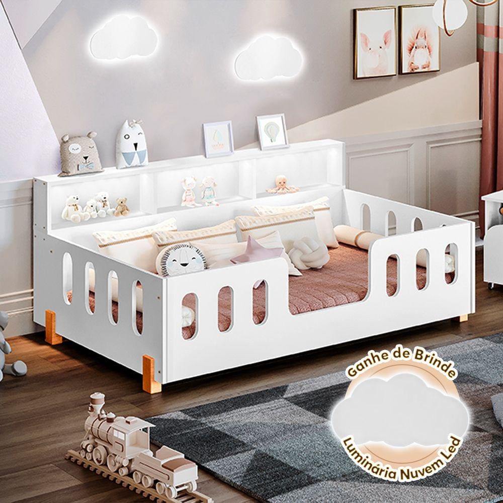 Cama para Criança Infantil Montessoriana Casal Helena - Branca em