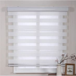 Persiana Rolo Duplo Zebra Com Bandô Branca 140 cm (Largura) x 160 cm (Altura) Cortina Double Vision
