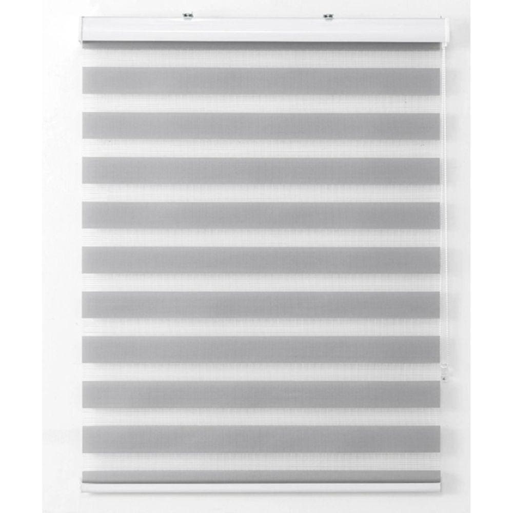 Persiana Rolo Duplo Zebra Com Bandô Cinza 120 cm (Largura) x 160 cm (Altura) Cortina Double Vision