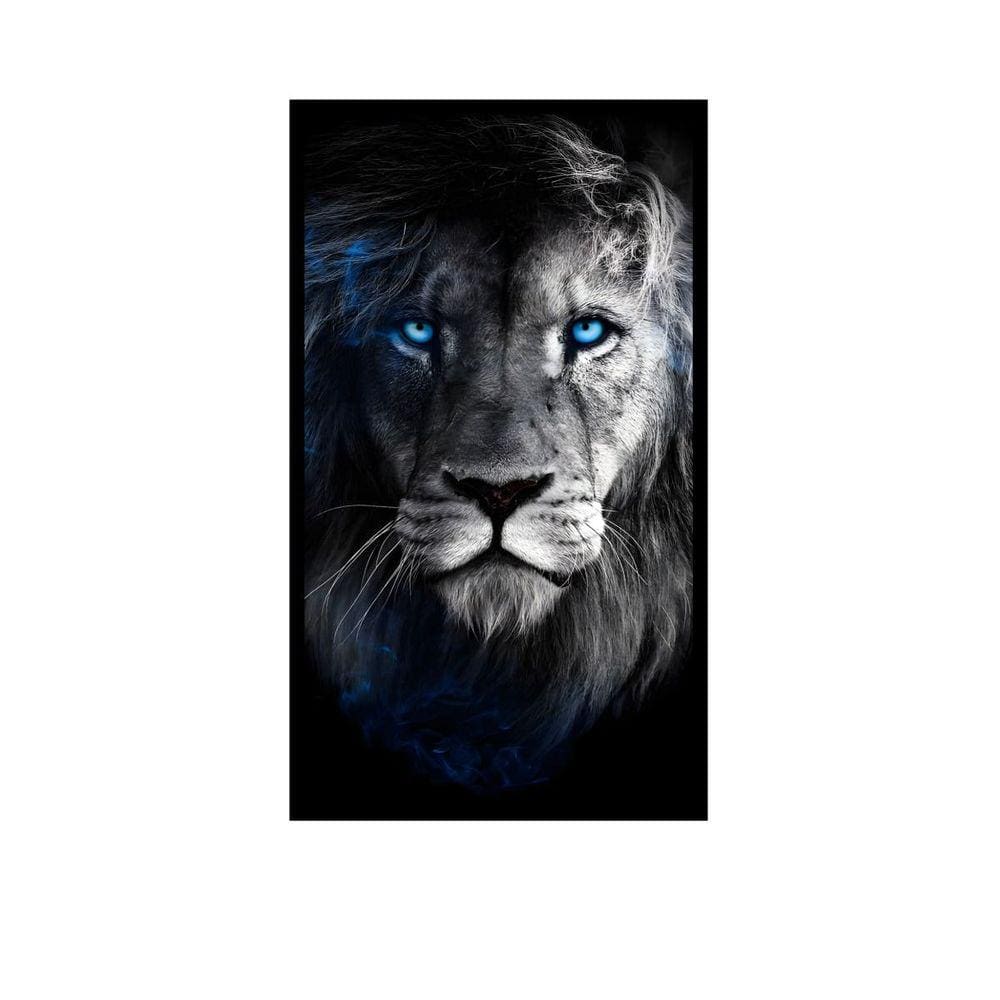 Quadro Decorativo Grande Para Sala Quarto Leão Azul