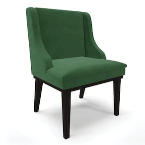 Cadeira Liz Veludo Base Fixa Madeira Preto - Cor Verde