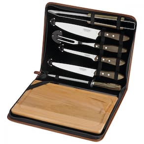 Kit P/ Churrasco Tramontina Em Inox Cabo Castanho Tábua E Es