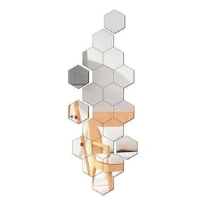Adesivo Espelhado 3D De Parede Hexagonal 10 Peças 21 X 18 Cm